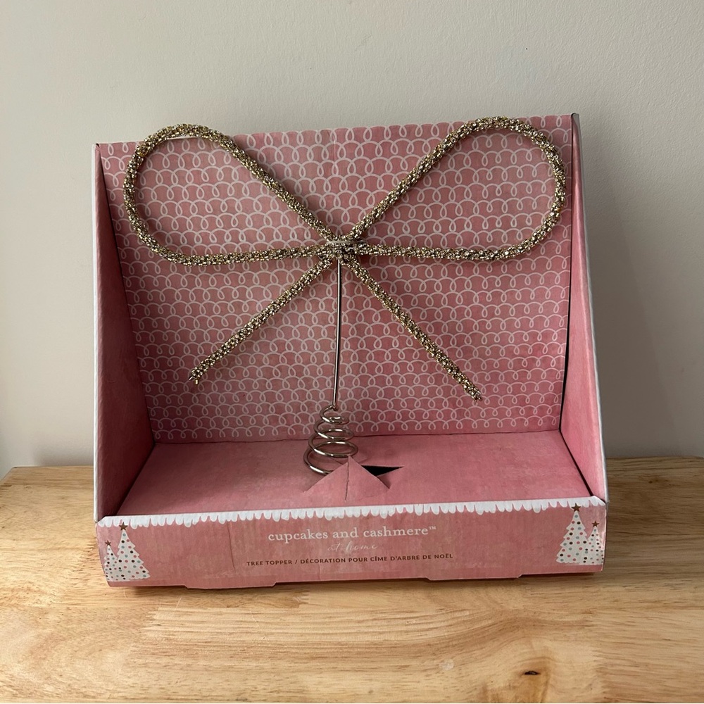 Cupcakes and Cashmere Gold Bow Tree Topper Modern Glam Christmas Holiday Decor